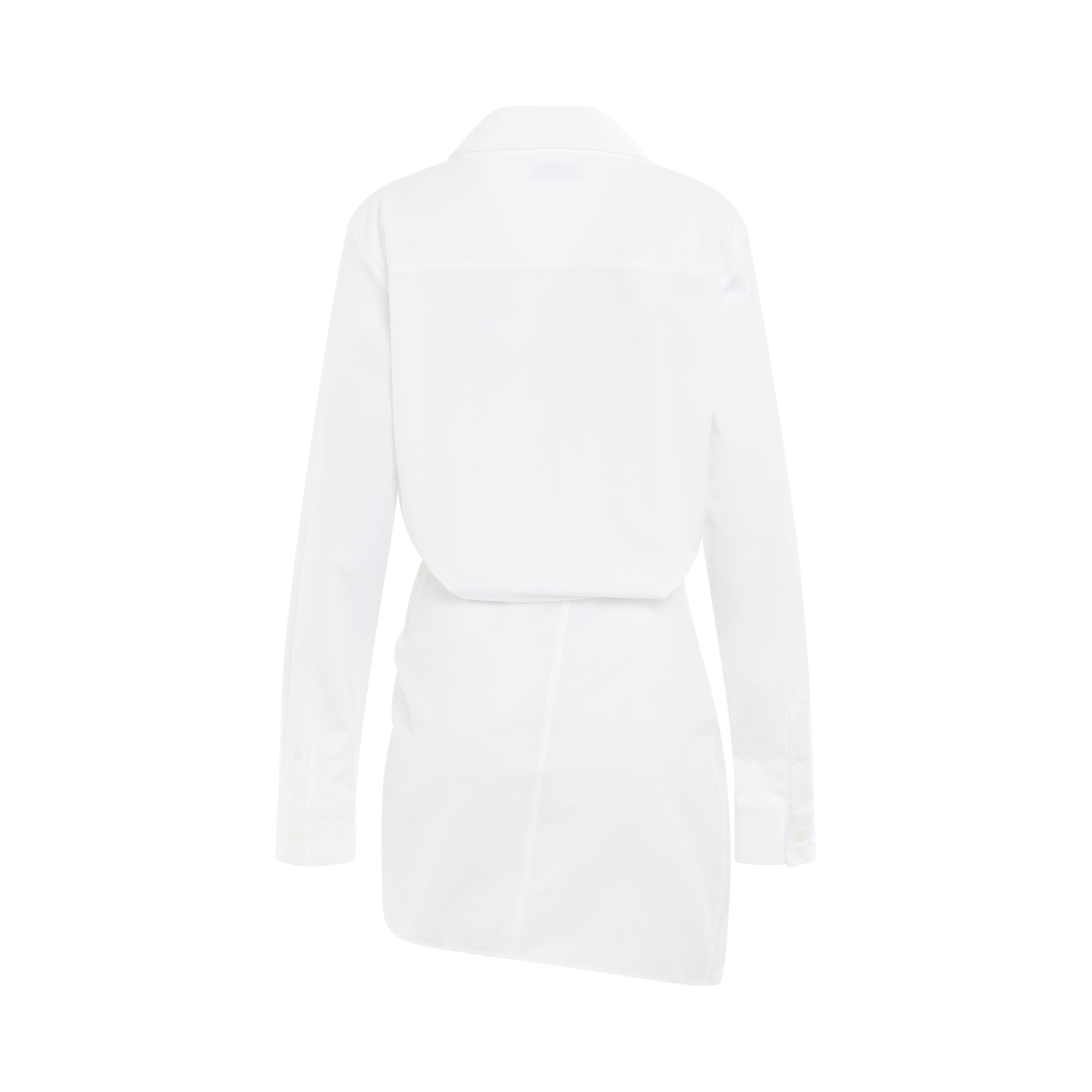 Poplin Twist Shirt Dress in White - 4