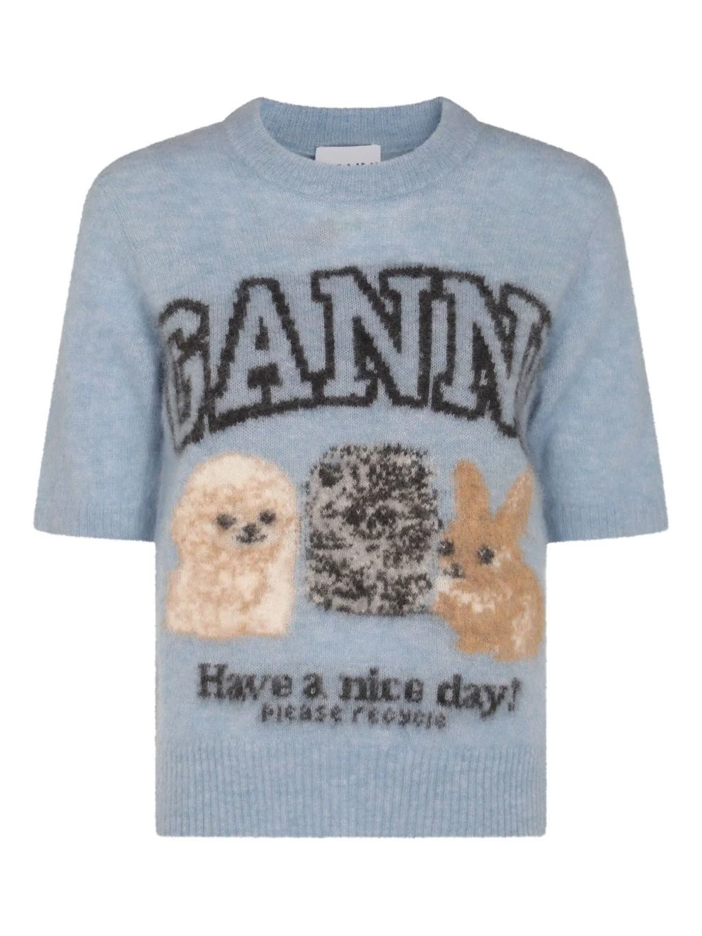 Ganni Women Puppies Wool T-Shirt - 1
