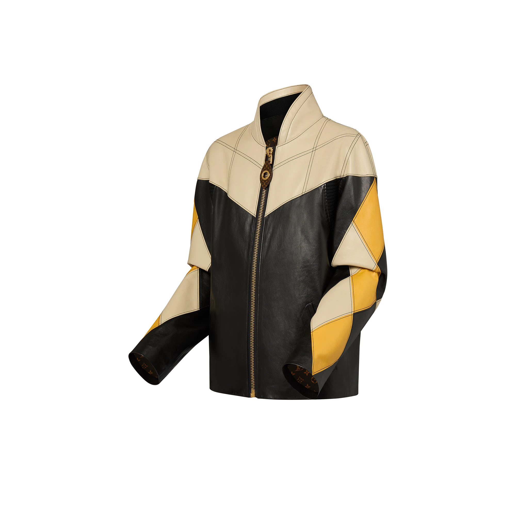 Harlequin Sleeve Leather Jacket - 2