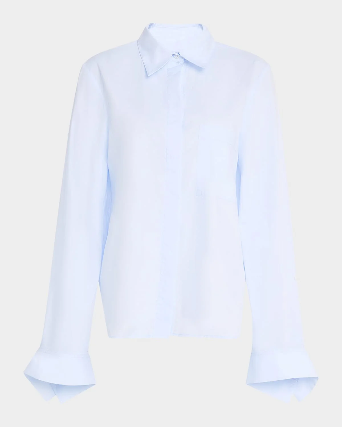 Cotton Button-Front Boyfriend Shirt - 1