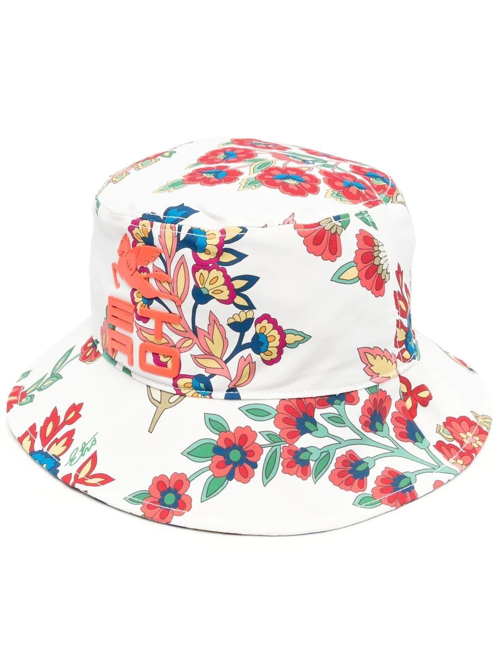 floral-print logo-plaque bucket hat - 1