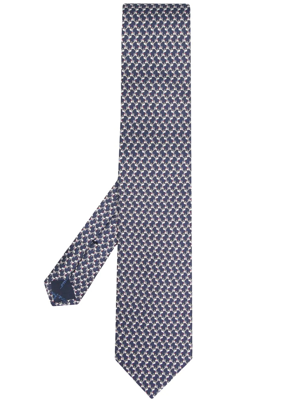 motif-print silk tie - 1