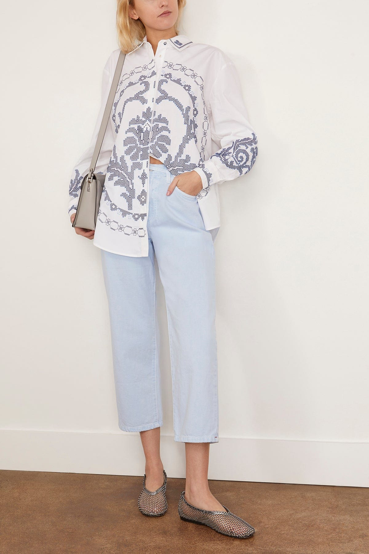 Hazel Embroidered Shirt in White - 2
