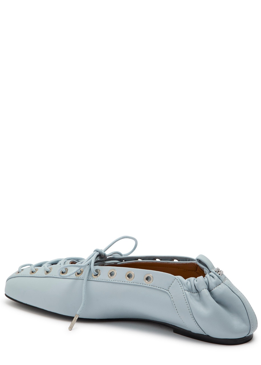Ganni Eyelet-embellished Faux Leather Ballet Flats - 2
