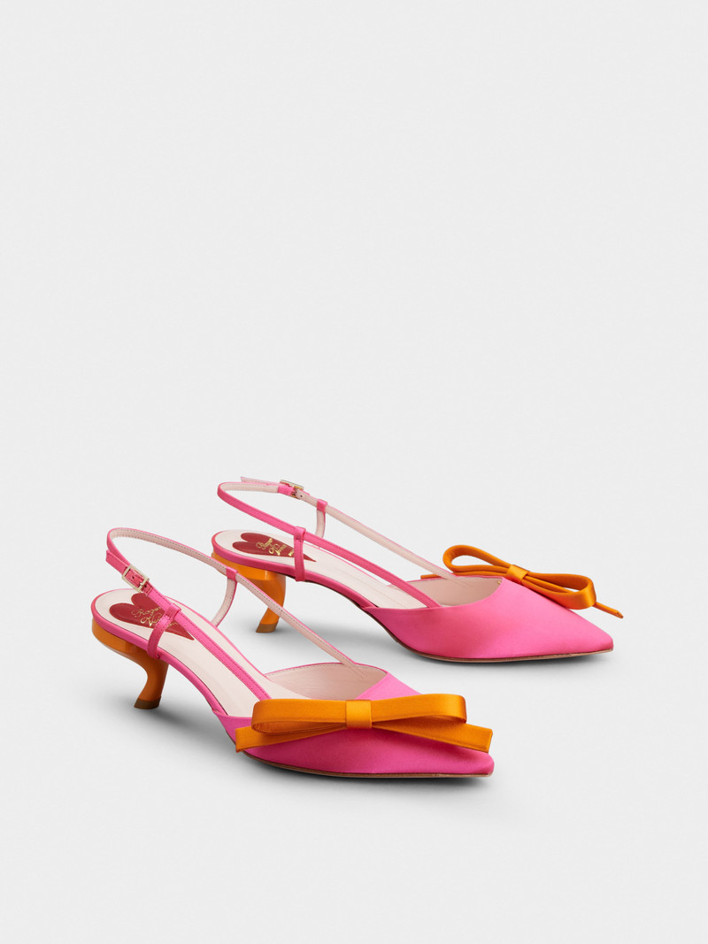 Roger Vivier Virgule Bow Slingback Pumps in Satin outlook
