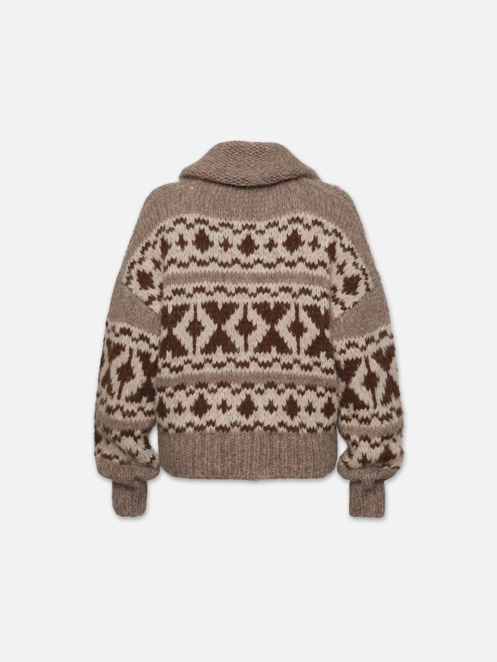 Zip Up Fairisle Sweater in Oat Marl - 4