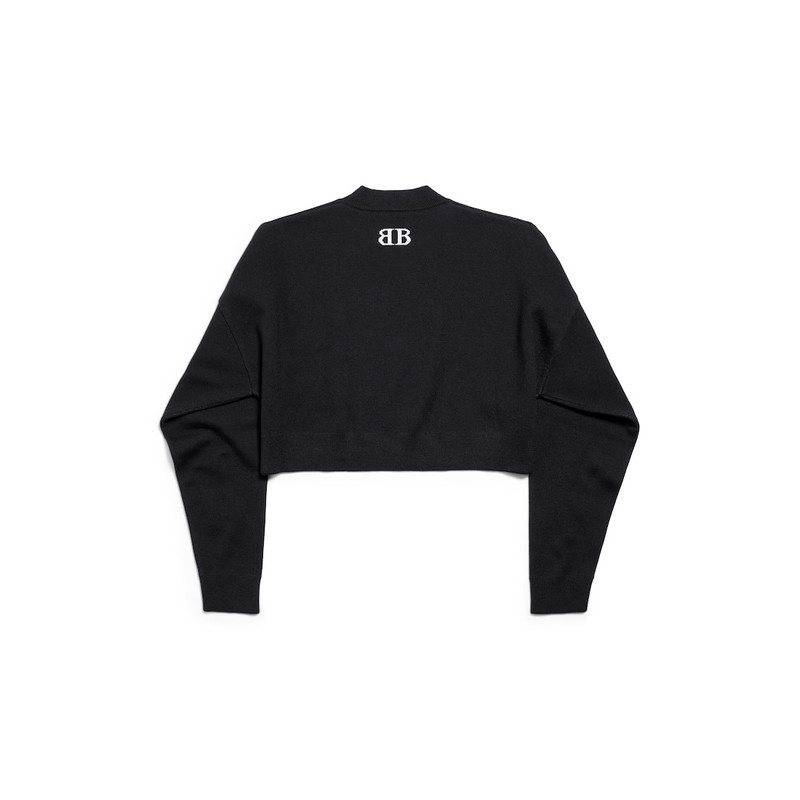 Women's Cropped Crewneck in Black/white 6