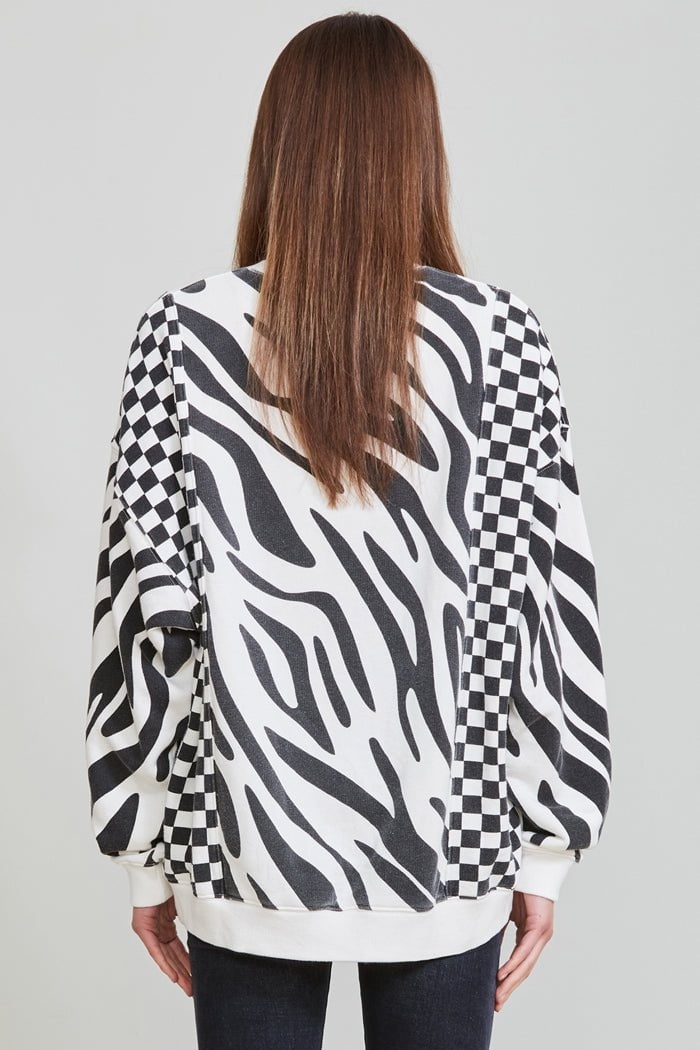 Oversized Crewneck - Black and White | R13 Denim Official Site - 4