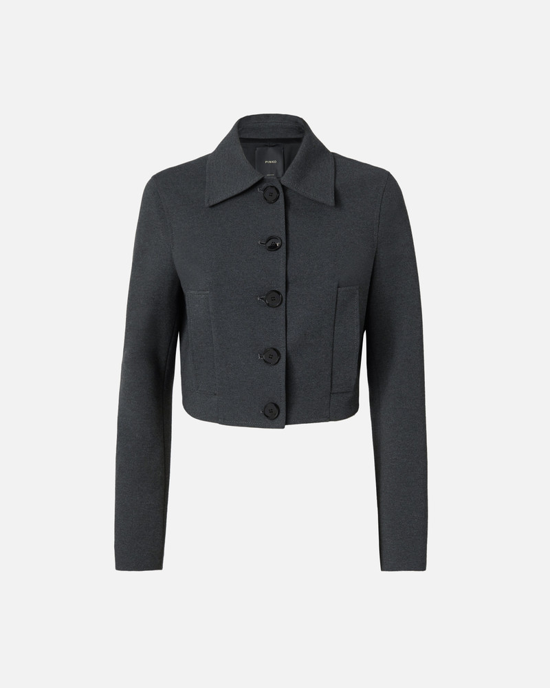SHORT SINGLE-BREASTED JACKET WITH FABRIC STITCH - 1