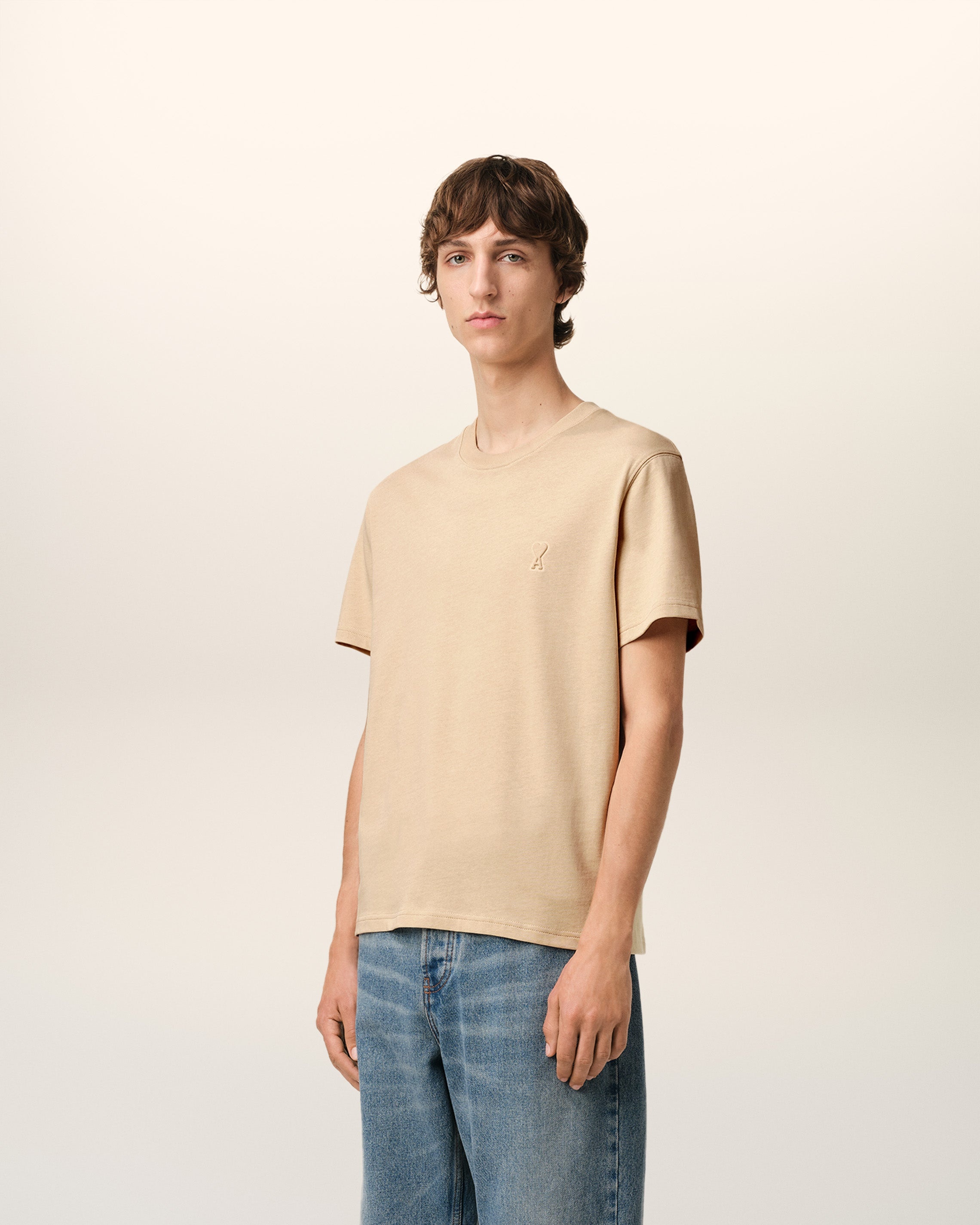 BEIGE COTTON AMI DE COEUR T-SHIRT - 6