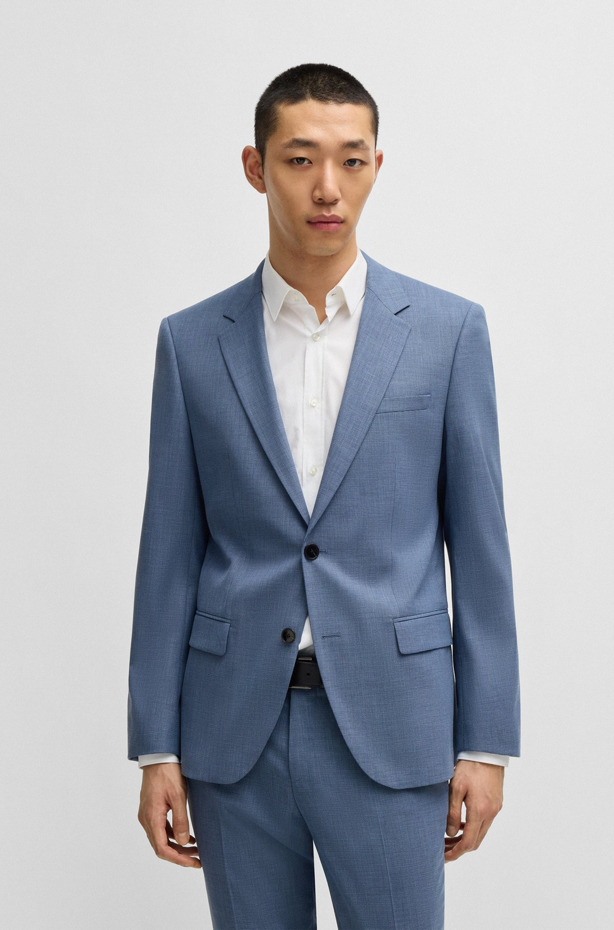 SLIM-FIT SUIT JACKET IN MOULINÉ PERFORMANCE-STRETCH CLOTH - 2
