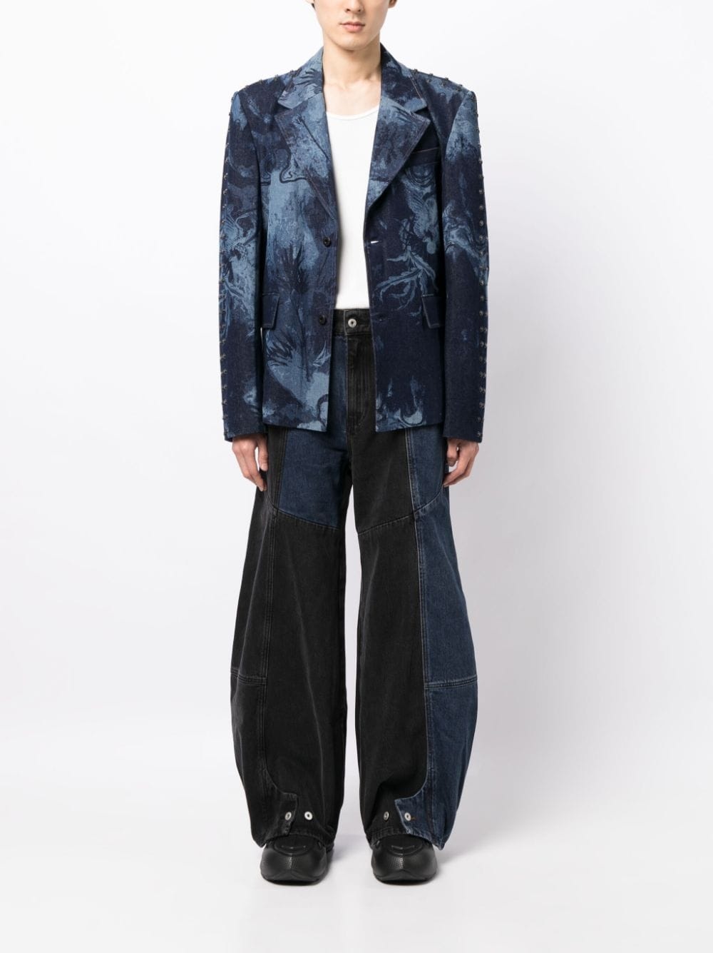 patchwork wide-leg jeans - 2