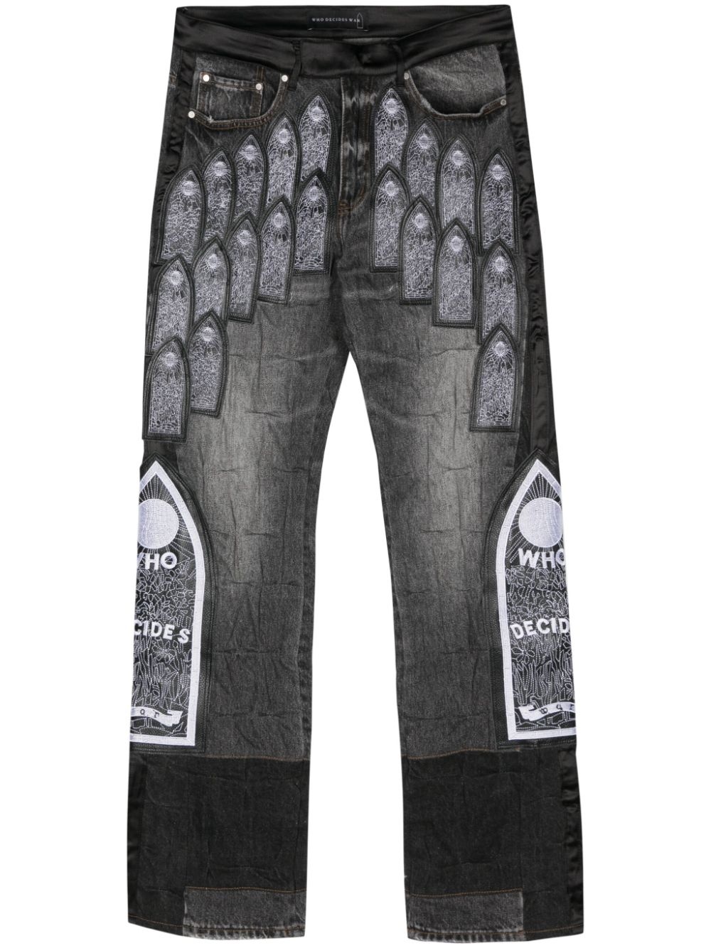 patchwork straight-leg jeans - 1