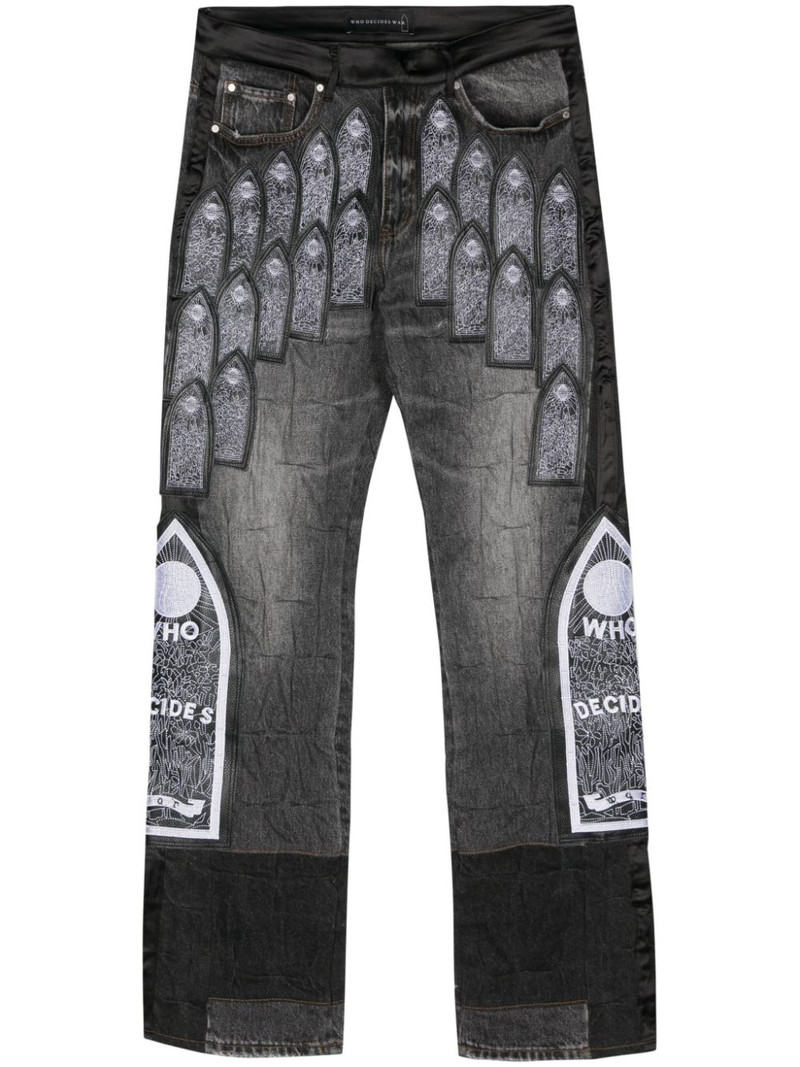patchwork straight-leg jeans 1