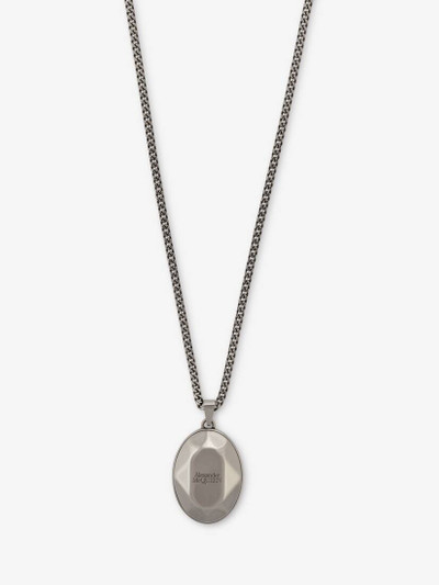 Alexander McQueen Men's The Faceted Stone Necklace in Antique Silver outlook