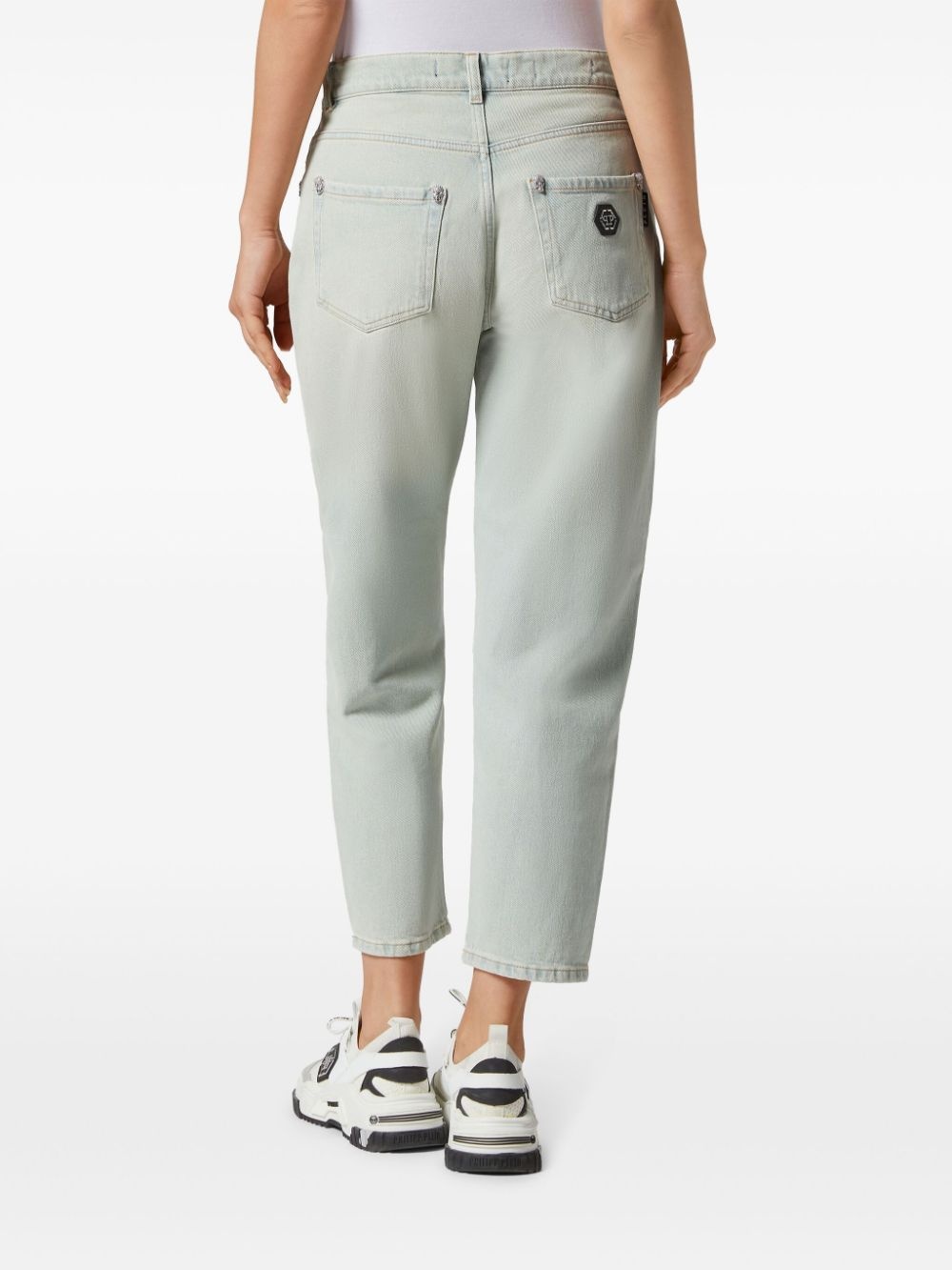 skull-studded tapered jeans - 3