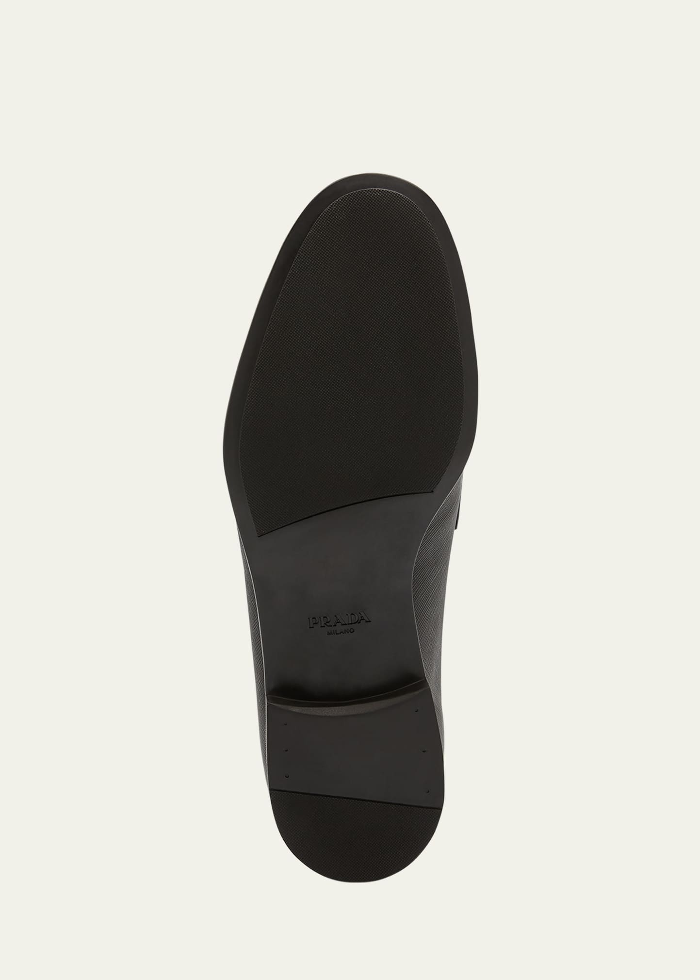 Men's Triangle Logo Saffiano Leather Loafers - 3