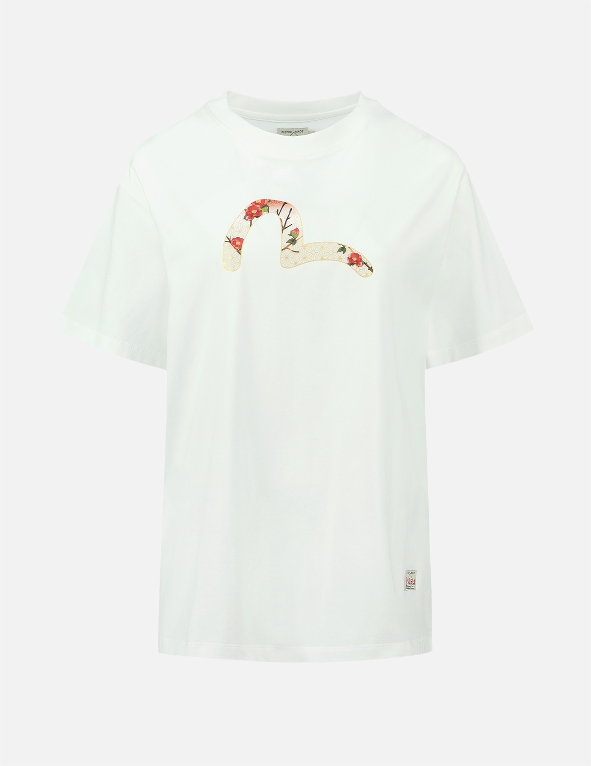 PEACOCK AND TSUBAKI PRINT BOYFRIEND T-SHIRT - 1