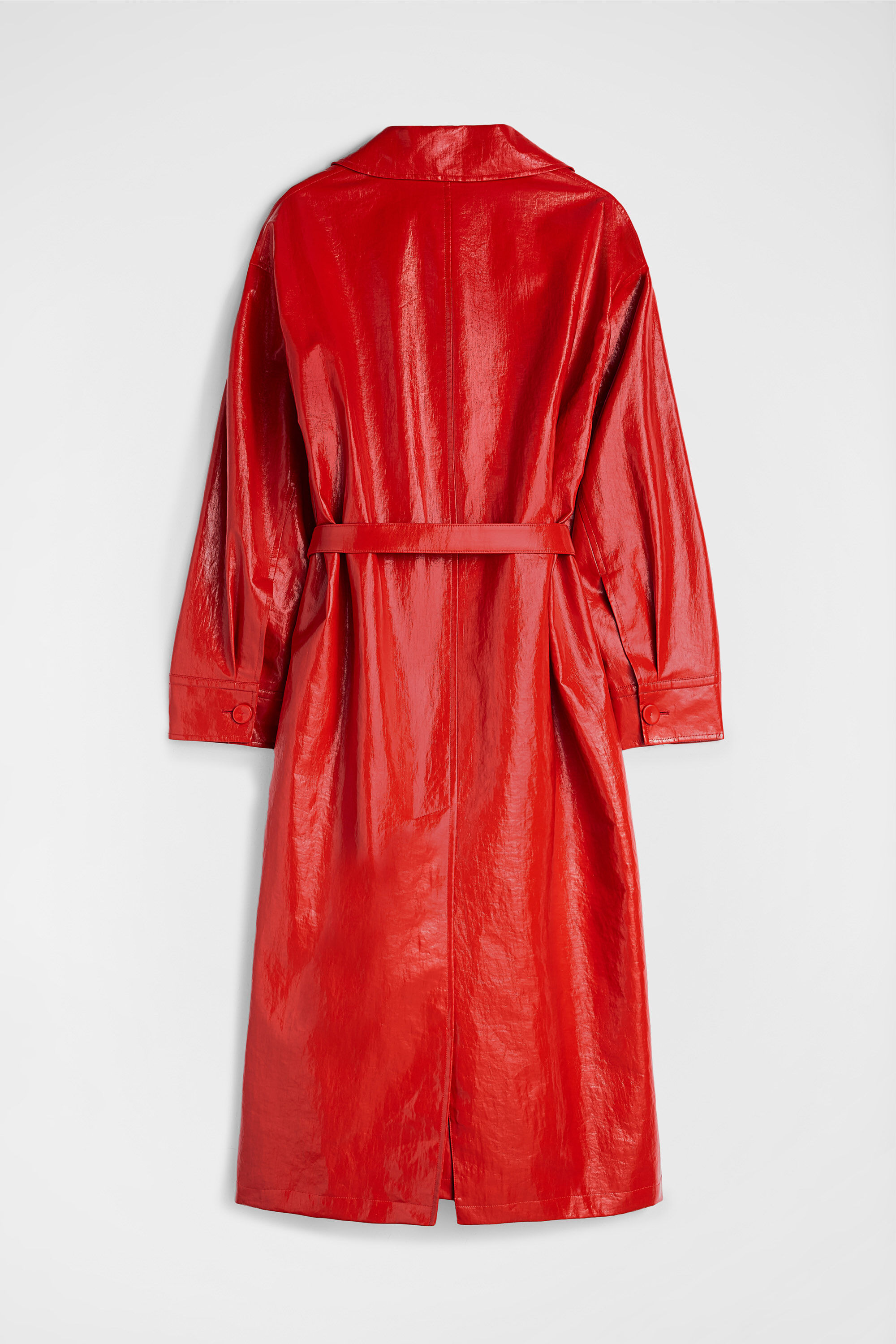Patent Linen Belted Trench Coat - 5