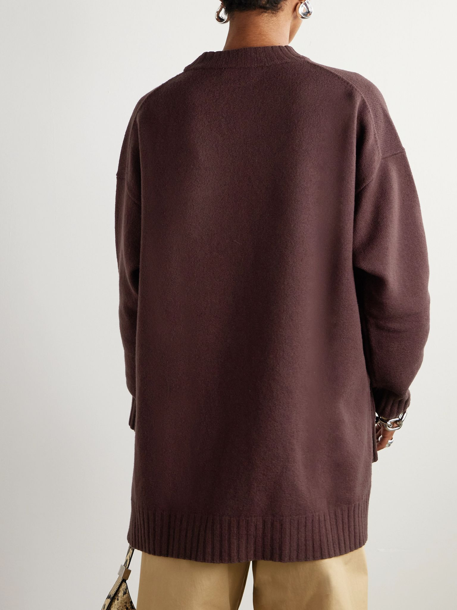 Oversized wool sweater Burgundy - 4