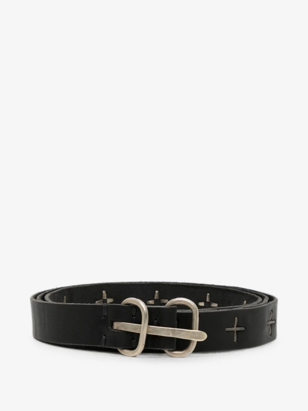 cross-embellished leather belt - 1