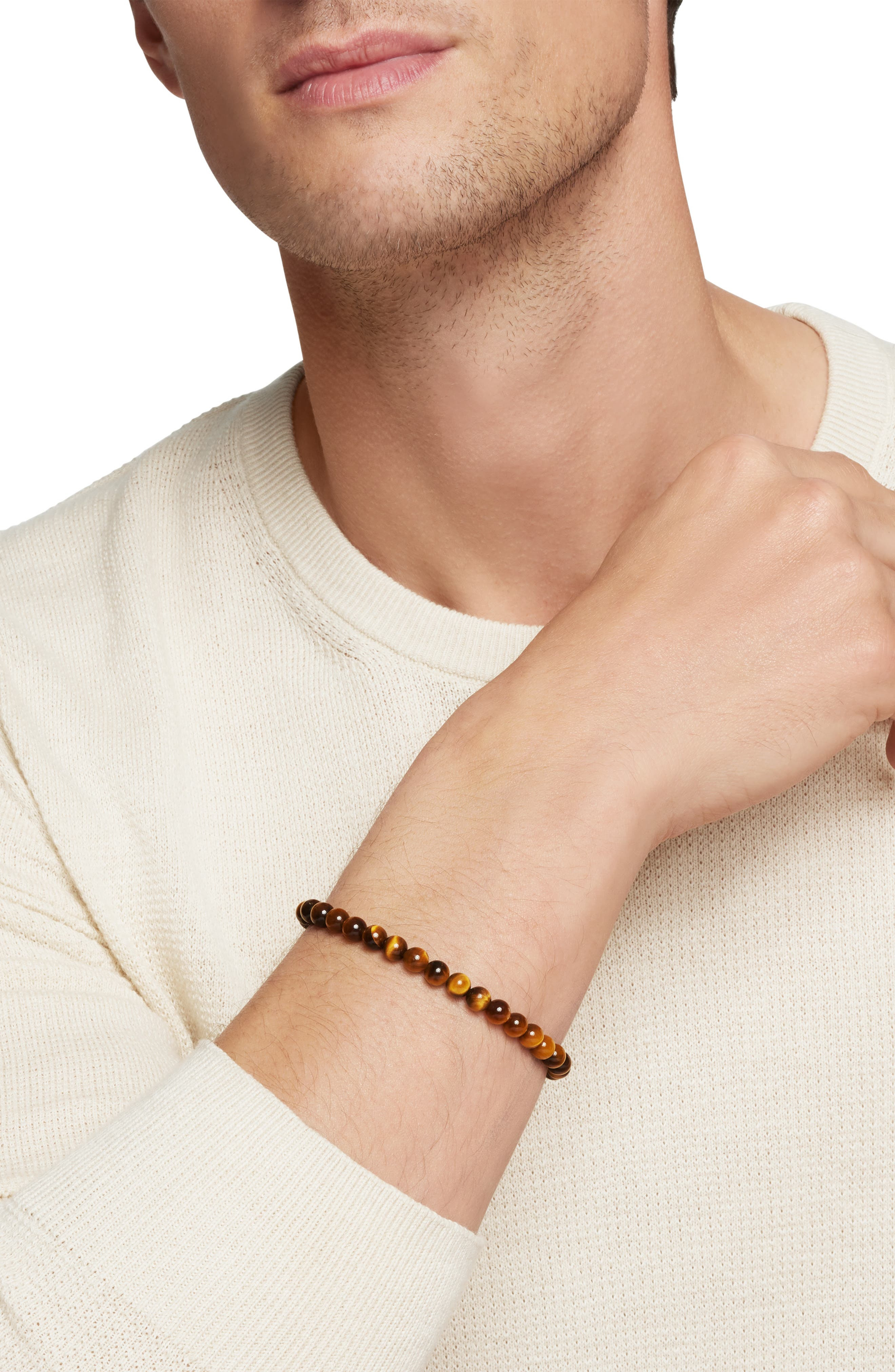 David Yurman Men's Spiritual Beads Bracelet in Sterling Silver with Tiger's Eye, 6mm in Tiger Eye at - 4