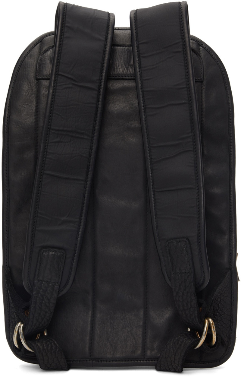Black Leather Expandable Backpack 3