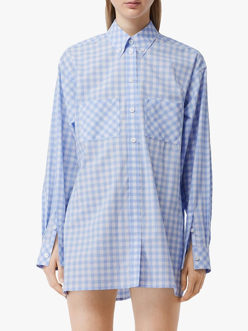 gingham poplin shirt dress - 3