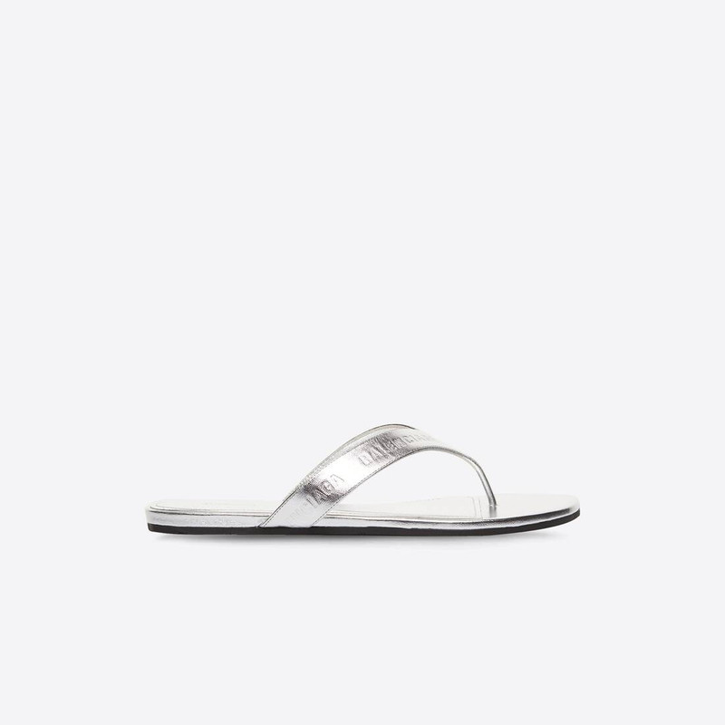 Women's Allover Logo Round Thong Sandal in Silver 1