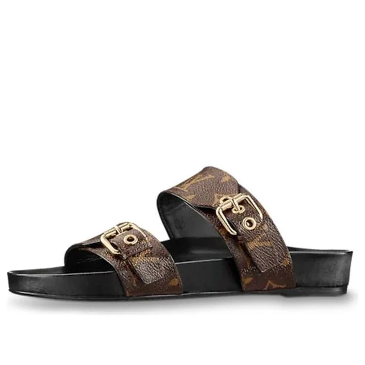 (WMNS) LOUIS 버튼 Bom Dia 편평한 Mules 'Brown 로고 Monogram' 1A3R5G - 1