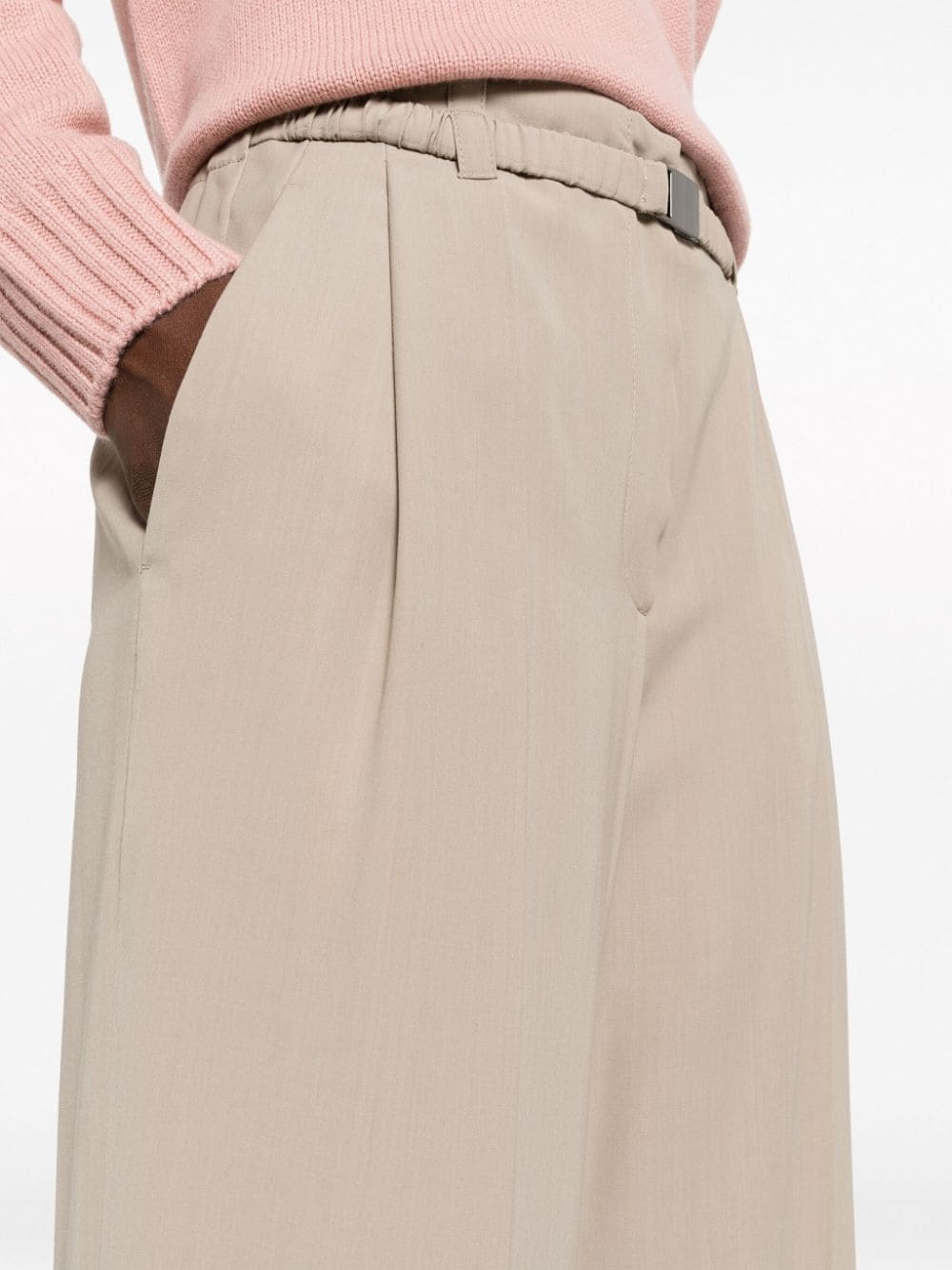 belted pleated straight-leg trousers - 5