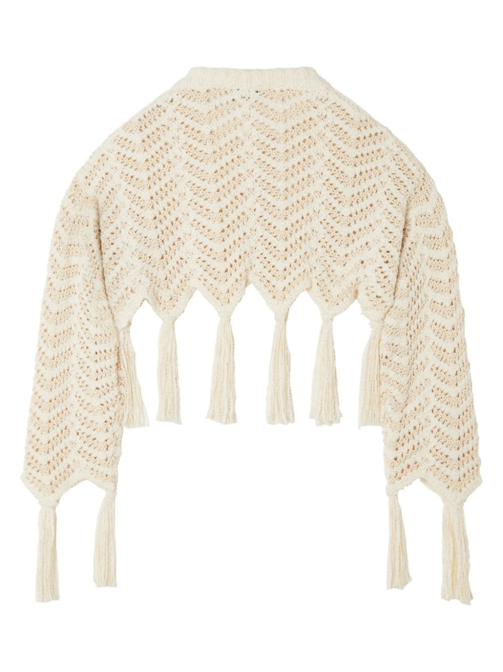 chevron knit fringed cropped jumper - 7