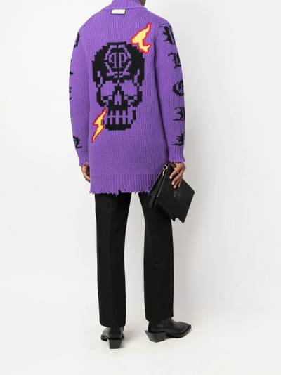 PHILIPP PLEIN intarsia-knit logo cardigan outlook