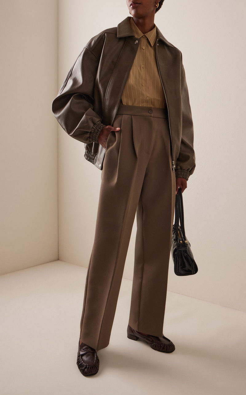 The Frankie Shop Peri Striped Cotton Shirt green outlook