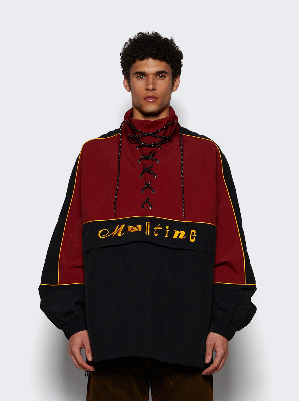 Lace Up Pullover Black And Burgundy - 2