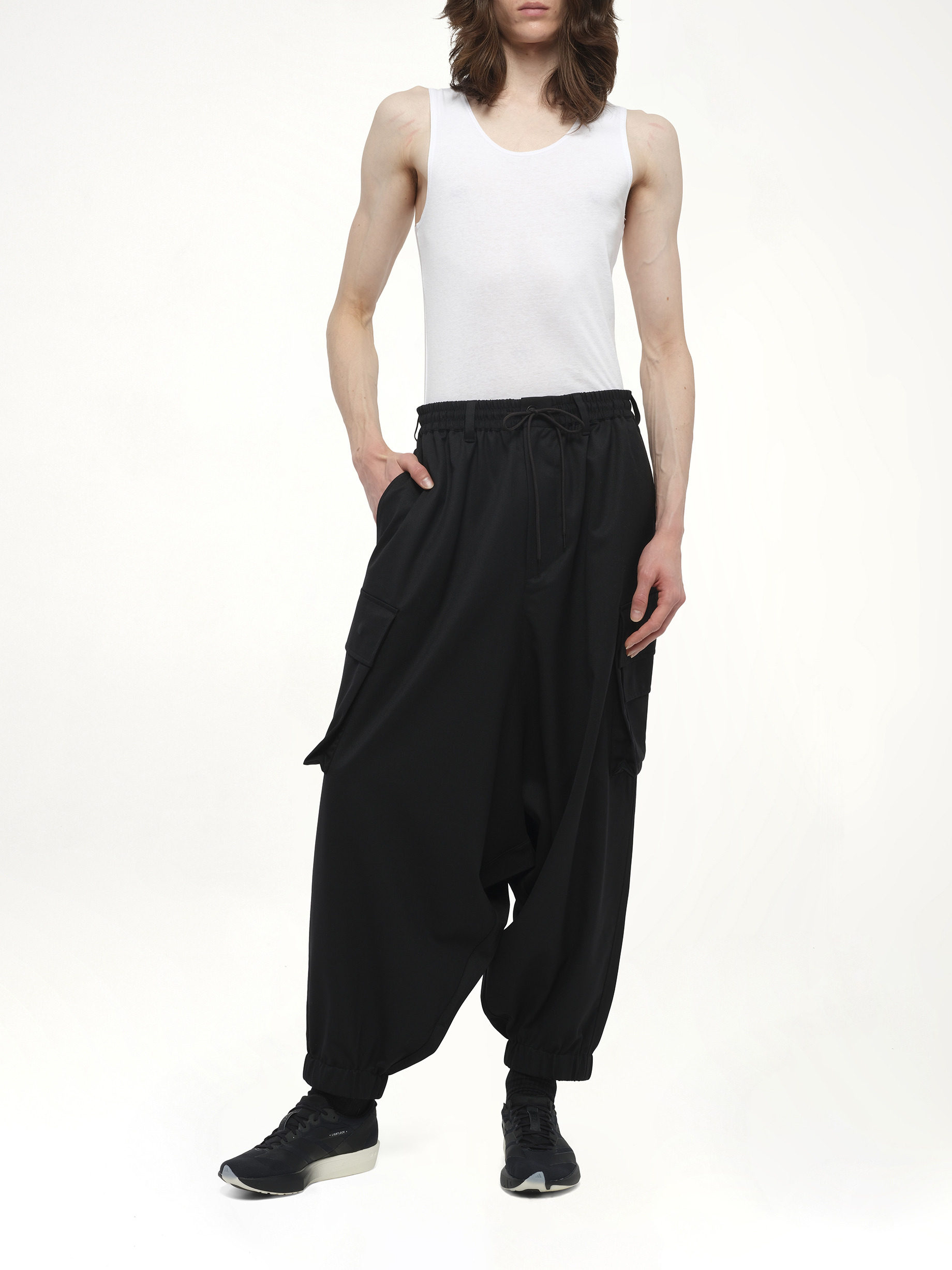 Refined Wool Cargo Pants in Black - 4