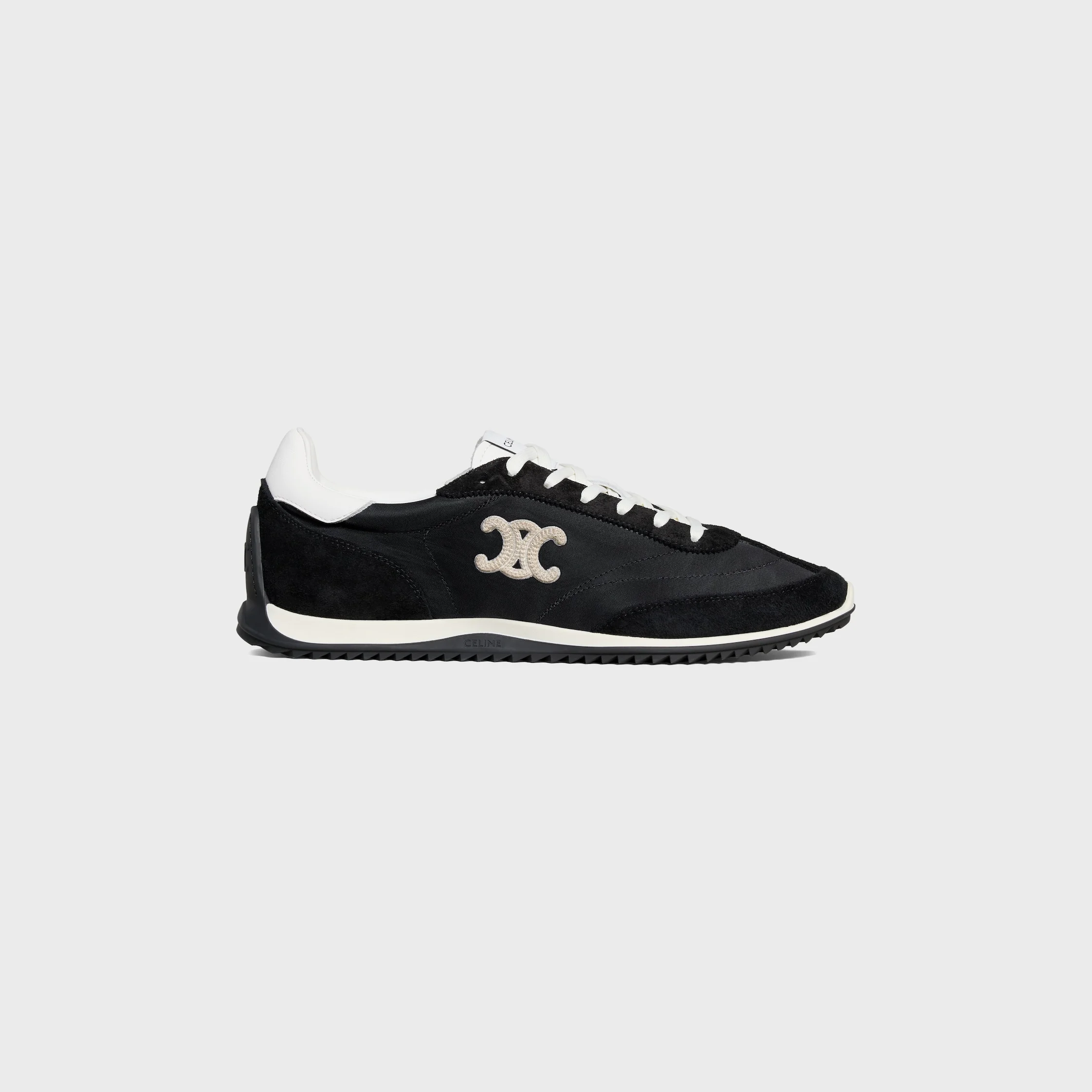 CELINE RACER LOW LACE-UP SNEAKER WITH TRIOMPHE IN NYLON, SUEDE CALFSKIN AND CALFSKIN - 1