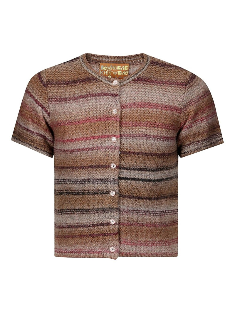 BRAIN DEAD Madera Knit Short Sleeve Sweater - Brown outlook