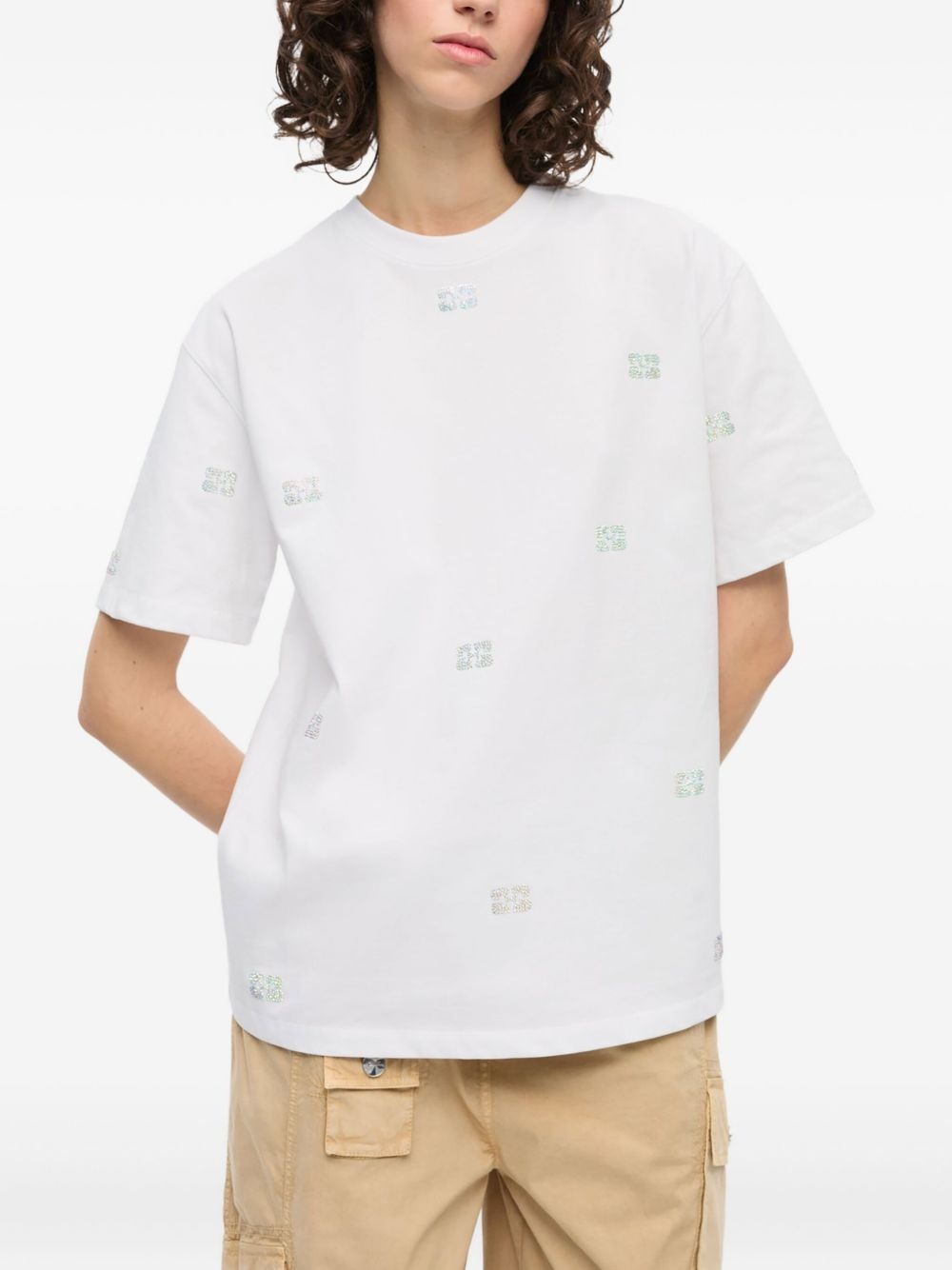 rhinestone-embellished cotton T-shirt - 3