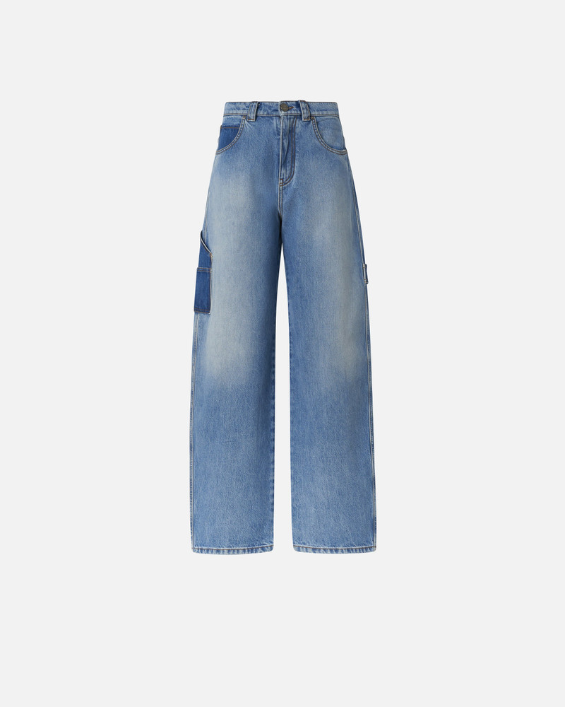 TWO-TONE BALLOON-FIT JEANS 1