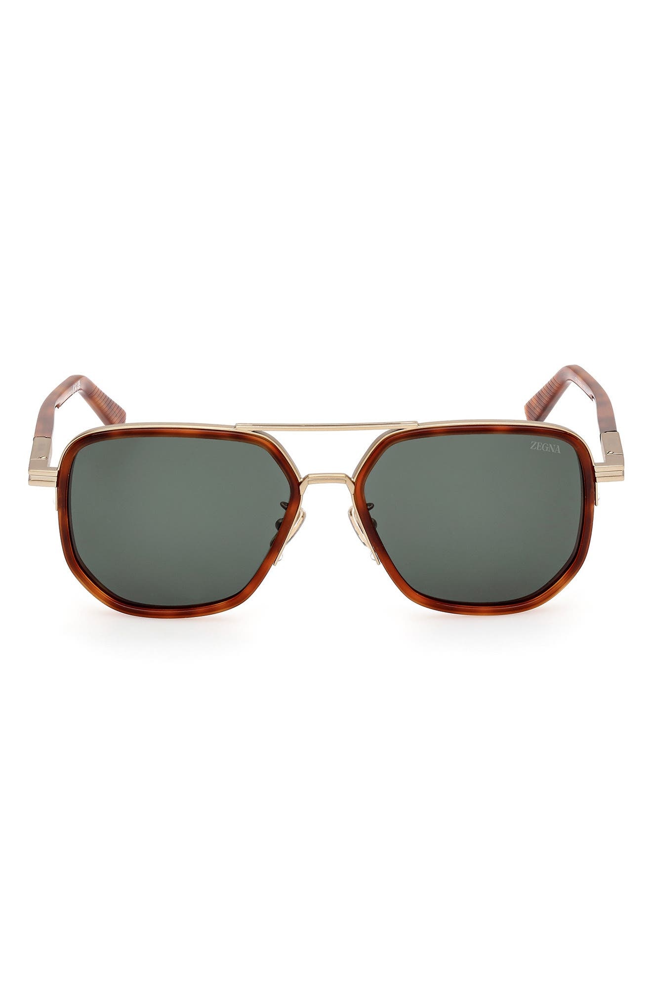 ZEGNA 56mm Navigator Polarized Sunglasses in Shiny Classic Havana at Nordstrom - 1