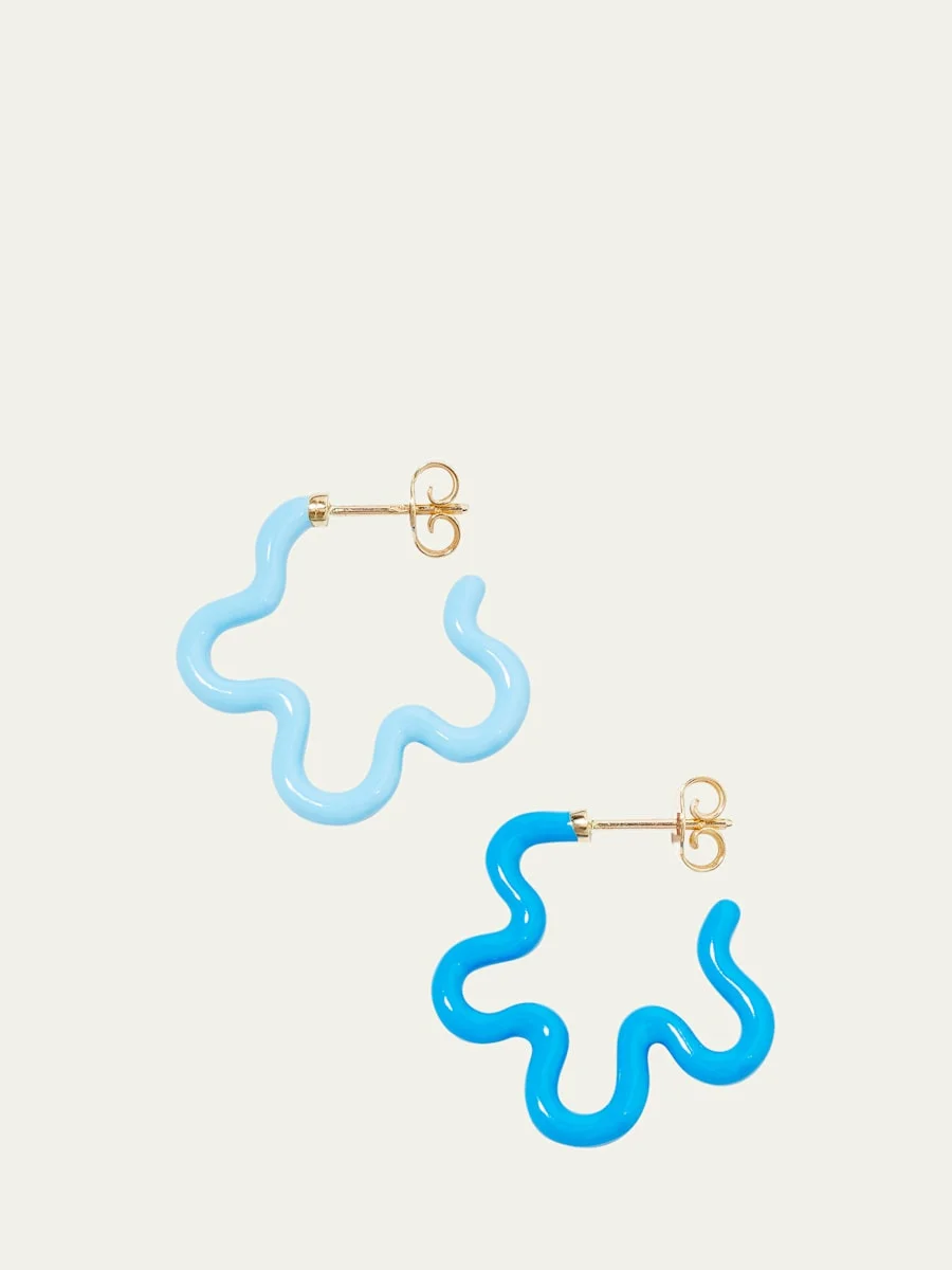 Two-Tone Asymmetrical Flower Earrings With Enamel - 1