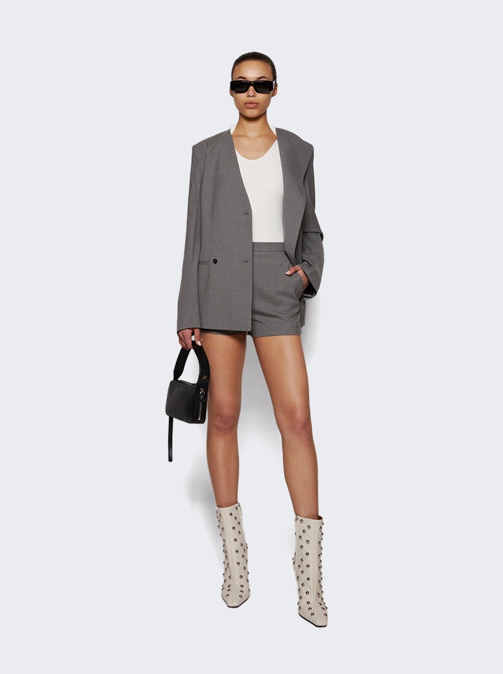 Nodo Double Breasted Jacket Grey Melange - 2