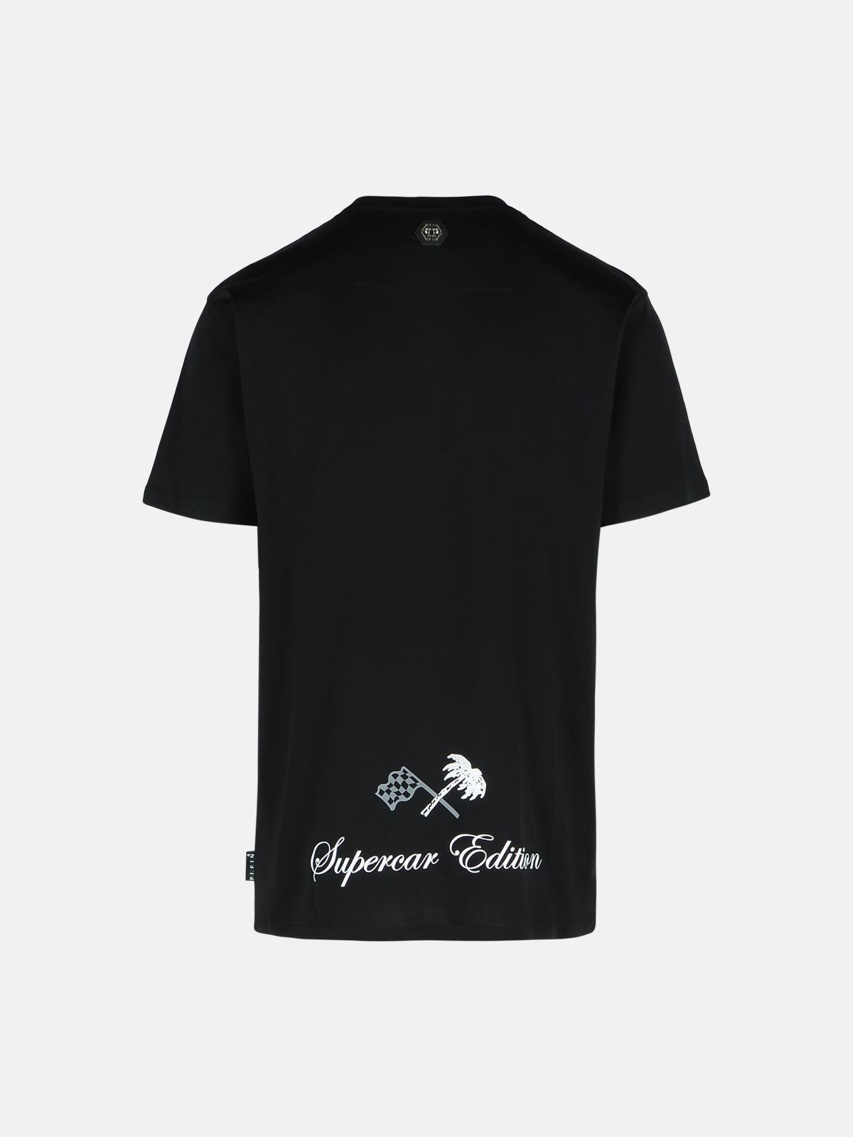 'SKULL STRASS' BLACK COTTON T-SHIRT - 3