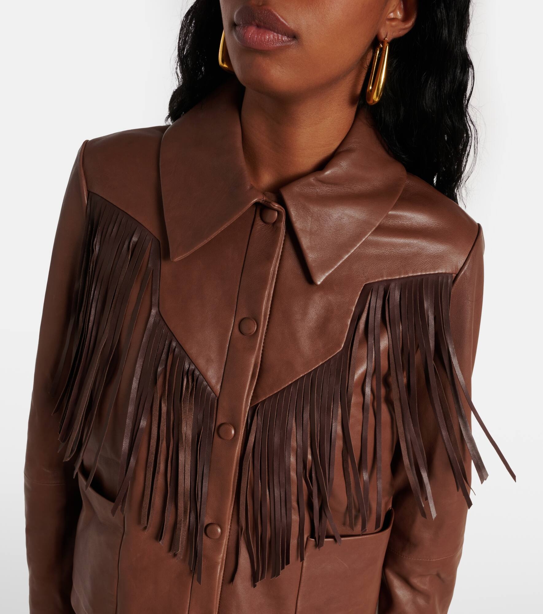 Sleek Statement fringed leather jacket - 4