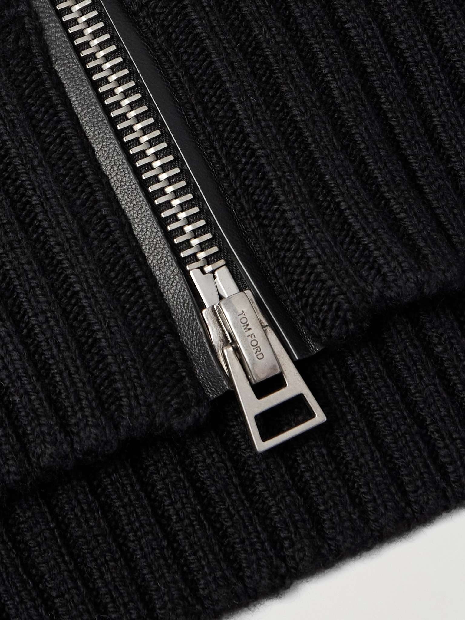 Slim-Fit Ribbed Wool and Cashmere-Blend Zip-Up Cardigan - 3