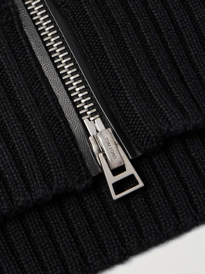 Slim-Fit Ribbed Wool and Cashmere-Blend Zip-Up Cardigan 3