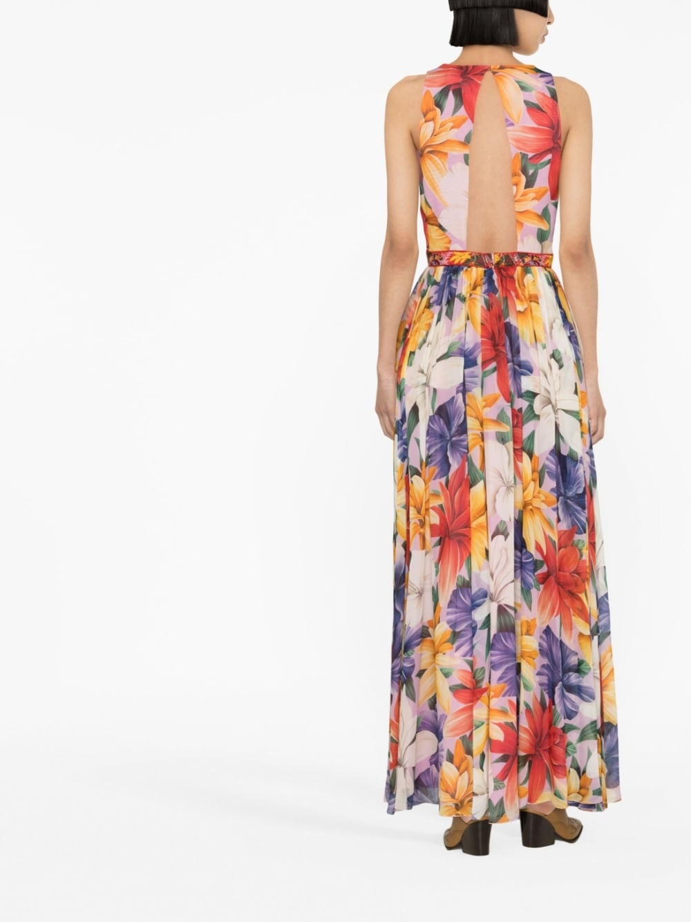 floral-print silk dress - 4