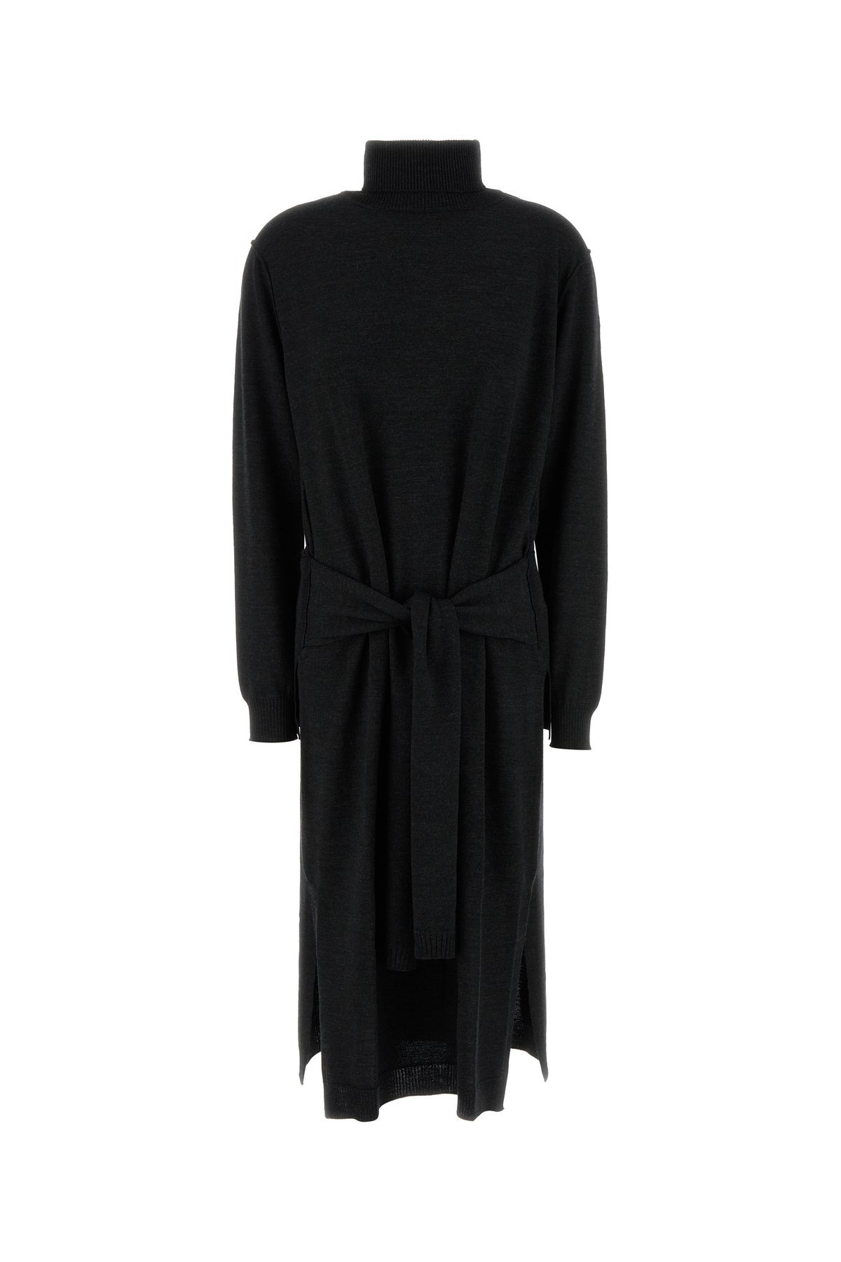 Charcoal wool and acrylic Trompe L'oeil sweater dress - 1