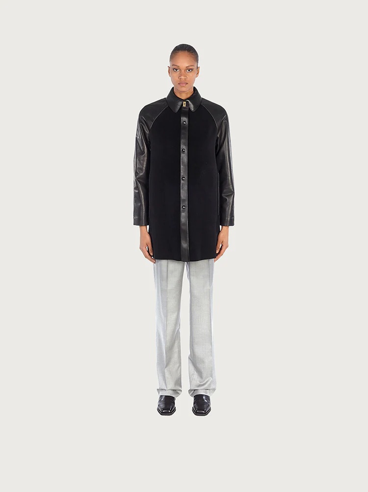 WOOL AND CASHMERE COAT WITH NAPPA ACCENTS - 3